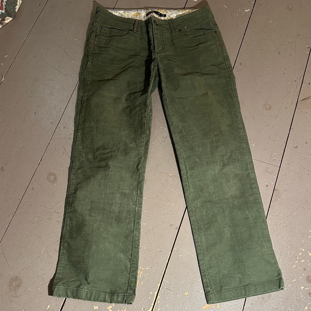 Prana Olive Green Straight Corduroy Pants